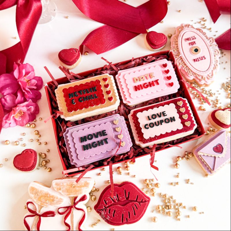 Love Coupons Set of 4 Valentine's 3D Cookie Stamp and Cutter - suitable for two tone effect
