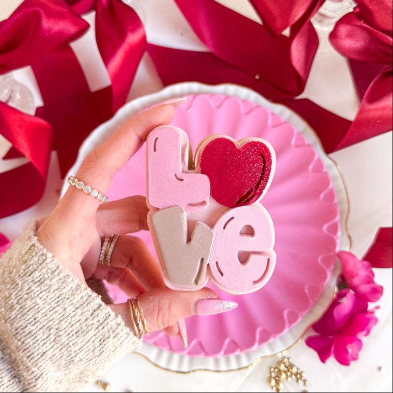 LOVE in Bubble Font 3D Cookie Stamp and Cutter - suitable for two tone effect