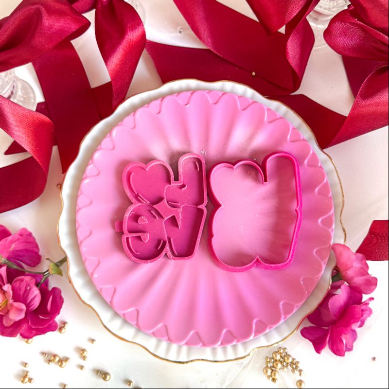 LOVE in Bubble Font 3D Cookie Stamp and Cutter - suitable for two tone effect