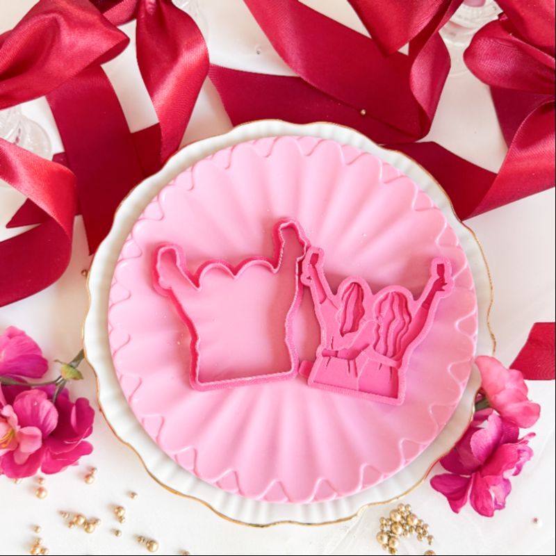 Girls Celebrating Friendship 3D Stamp & Cutter Galentine's 3D Cookie Stamp and Cutter - suitable for two tone effect