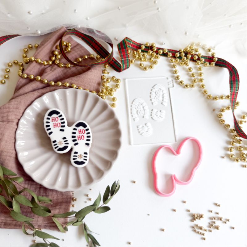 Santa's Footprint Christmas Cookie Embosser and Cutter