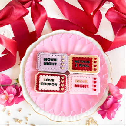 Love Coupons Set of 4 Valentine's 3D Cookie Stamp and Cutter - suitable for two tone effect