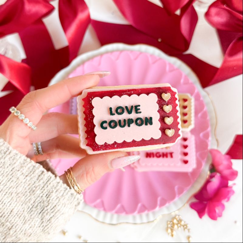 Love Coupons Set of 4 Valentine's 3D Cookie Stamp and Cutter - suitable for two tone effect