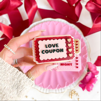 Love Coupons Set of 4 Valentine's 3D Cookie Stamp and Cutter - suitable for two tone effect