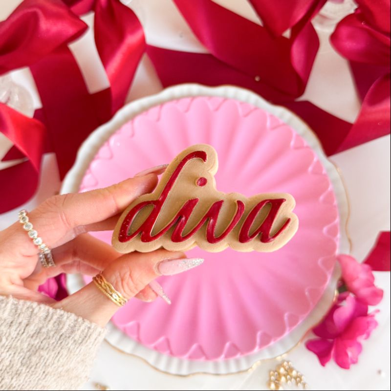 Diva Galentine's Day 3D Cookie Stamp and Cutter - suitable for two tone effect