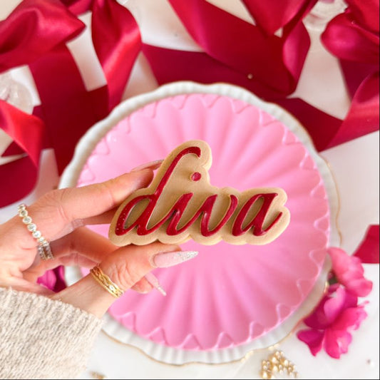 Diva Galentine's Day 3D Cookie Stamp and Cutter - suitable for two tone effect