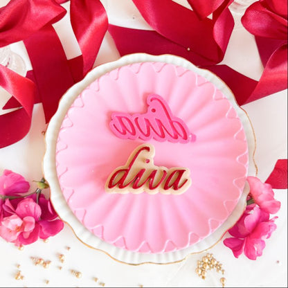 Diva Galentine's Day 3D Cookie Stamp and Cutter - suitable for two tone effect