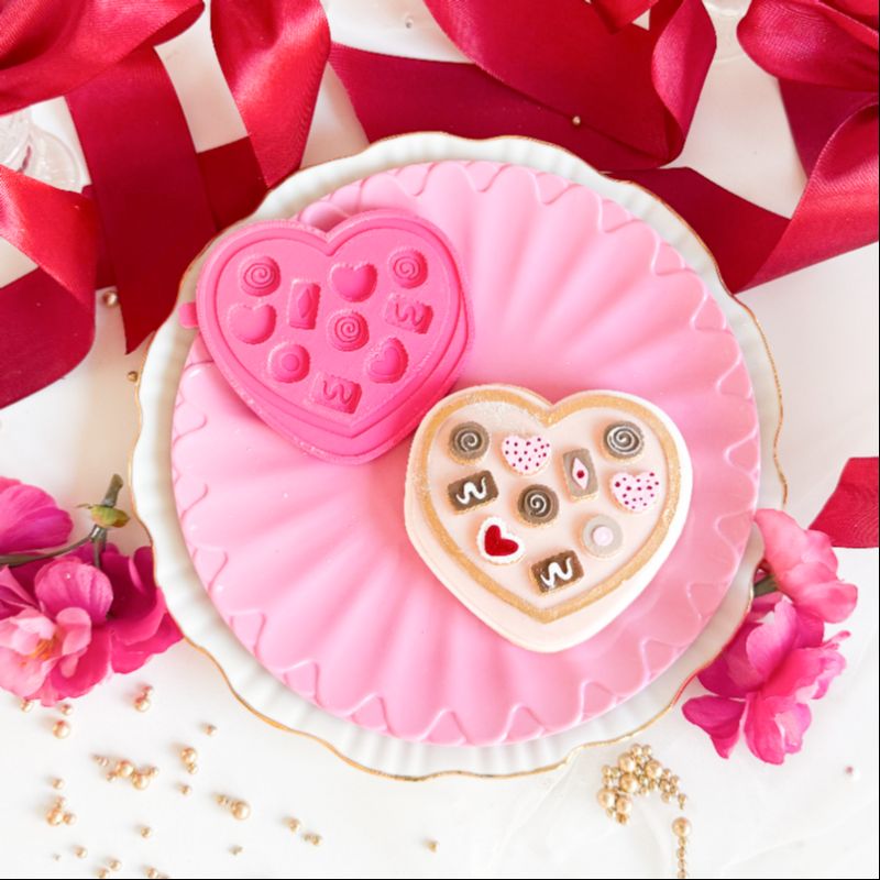 Box of Chocolates Valentine's 3D Cookie Stamp and Cutter - suitable for two tone effect