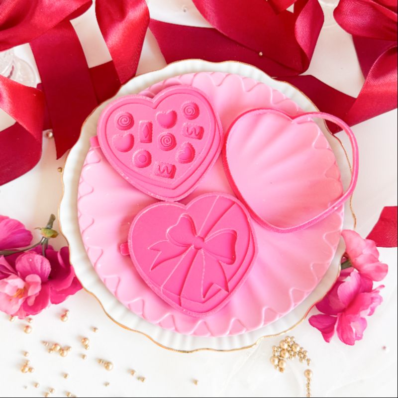 Box of Chocolates Valentine's 3D Cookie Stamp and Cutter - suitable for two tone effect