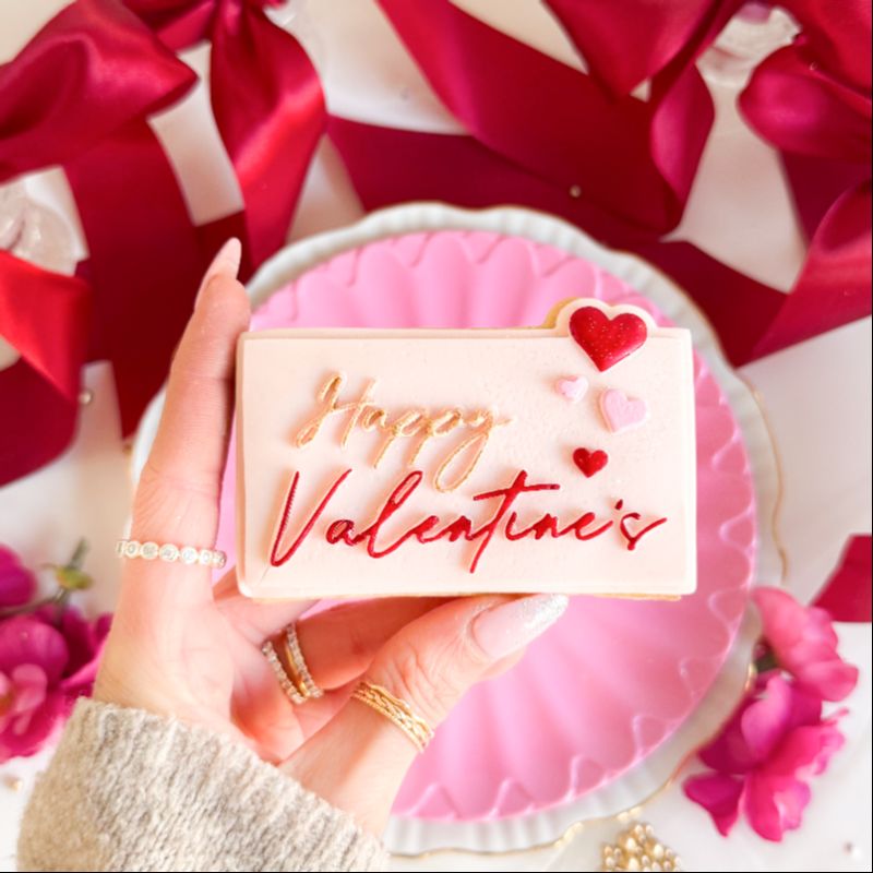 Happy Valentine's Day with Hearts 3D Cookie Stamp and Cutter - suitable for two tone effect