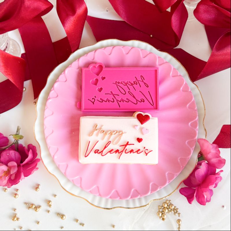 Happy Valentine's Day with Hearts 3D Cookie Stamp and Cutter - suitable for two tone effect
