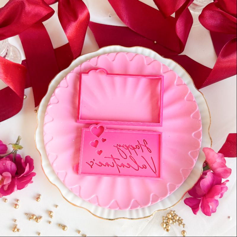 Happy Valentine's Day with Hearts 3D Cookie Stamp and Cutter - suitable for two tone effect