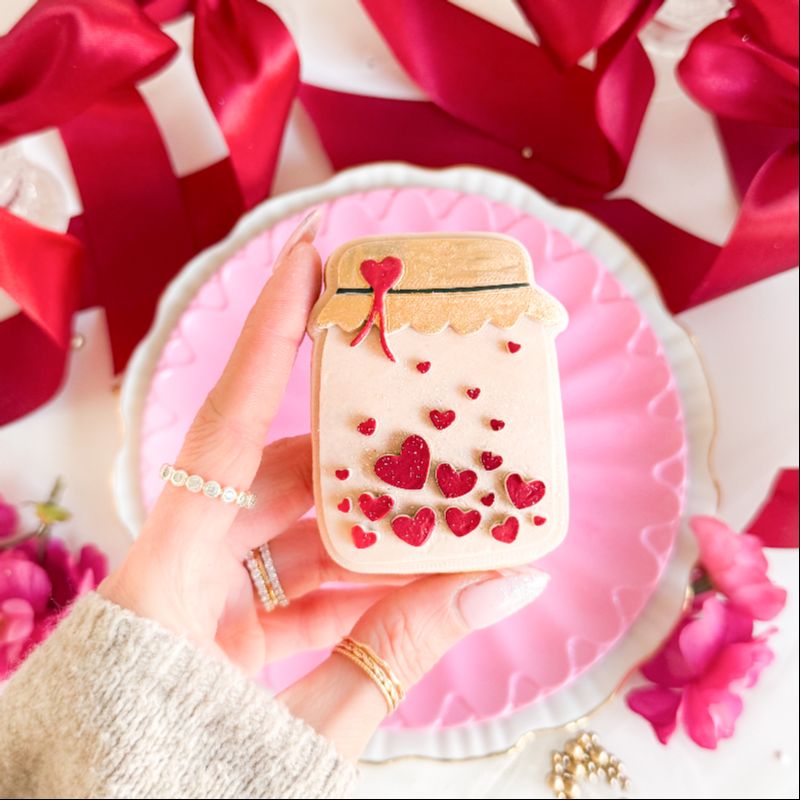 Jar of Hearts 3D Cookie Stamp and Cutter - suitable for two tone effect