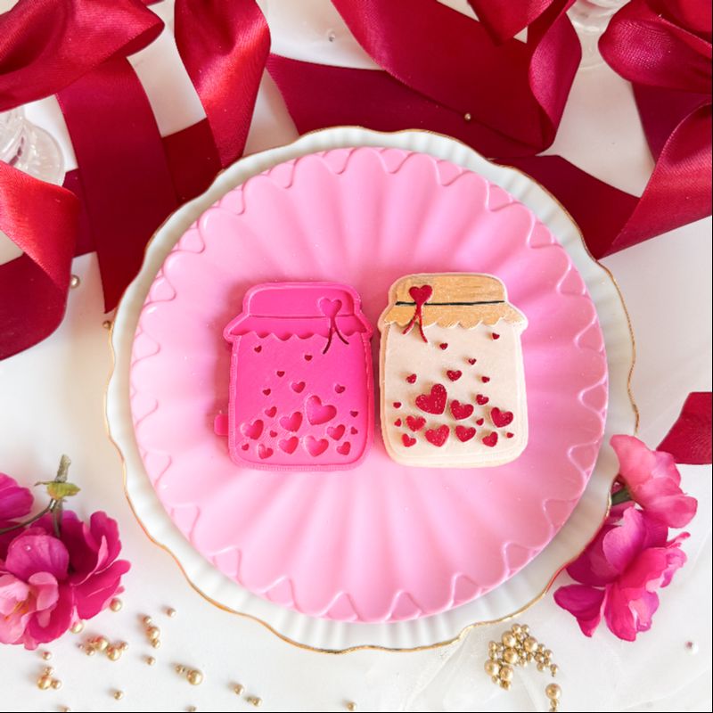 Jar of Hearts 3D Cookie Stamp and Cutter - suitable for two tone effect