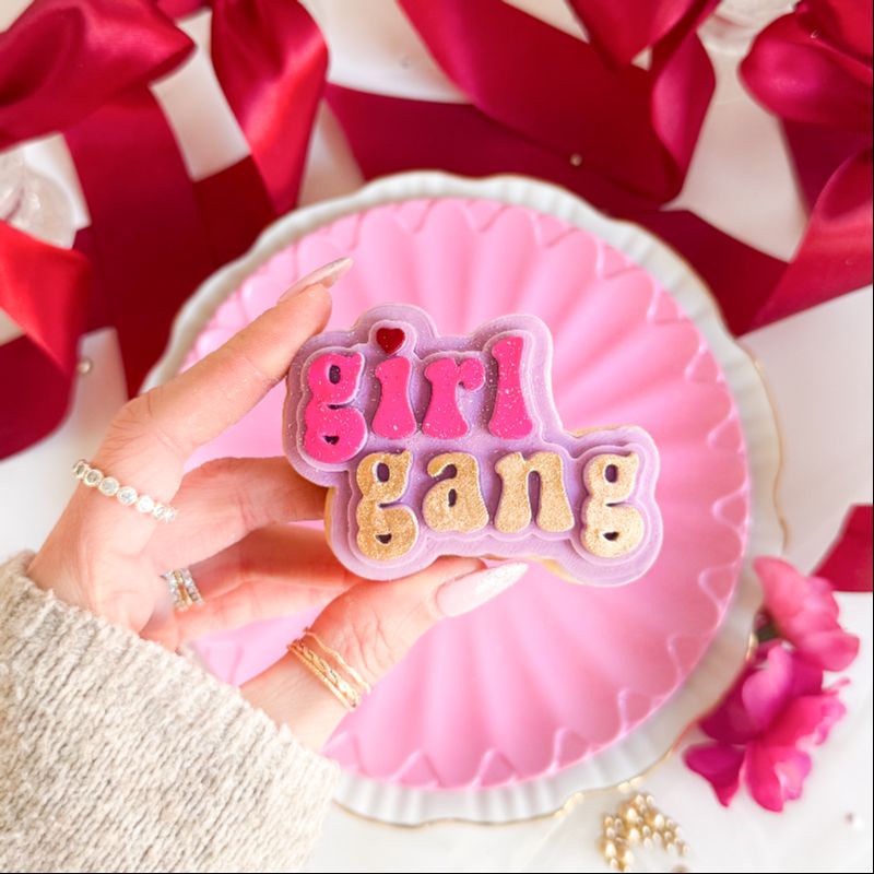Girl Gang Galentine's Day 3D Cookie Stamp and Cutter - suitable for two tone effect