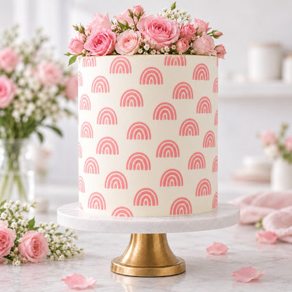 Modern Rainbow Cake Stencil - XL Size Design - cake decorated with the stencil design