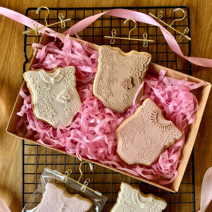 Pretty Flower Baby Romper Baby Shower Cookie Cutter and Embosser
