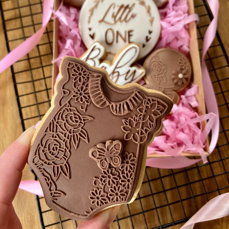Pretty Flower Baby Romper Baby Shower Cookie Cutter and Embosser