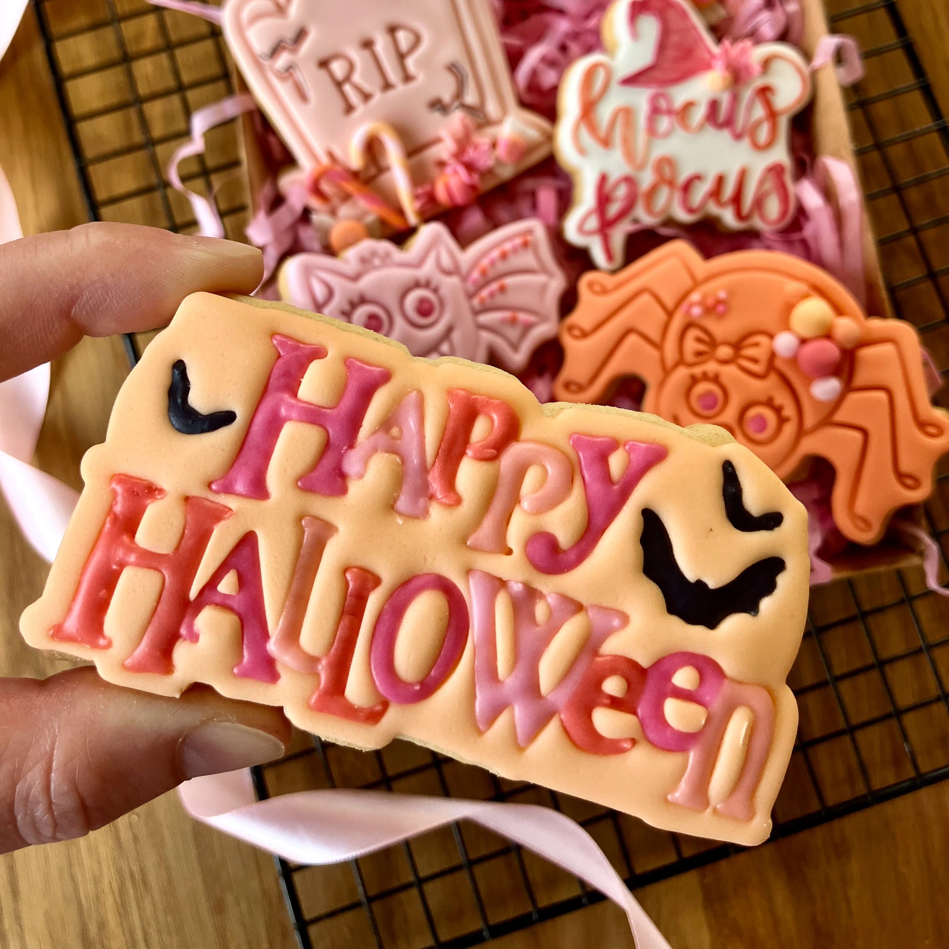 Happy Halloween with Bats Cookie Cutter and Stamp