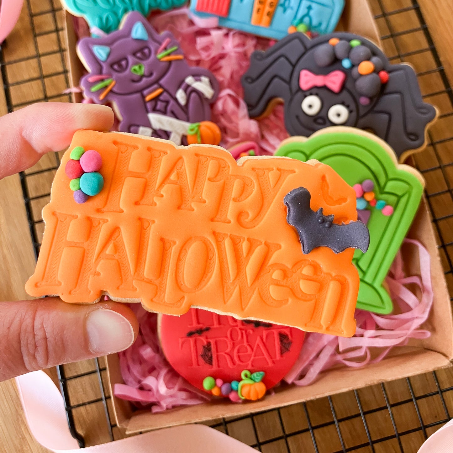 Happy Halloween with Bats Cookie Cutter and Stamp