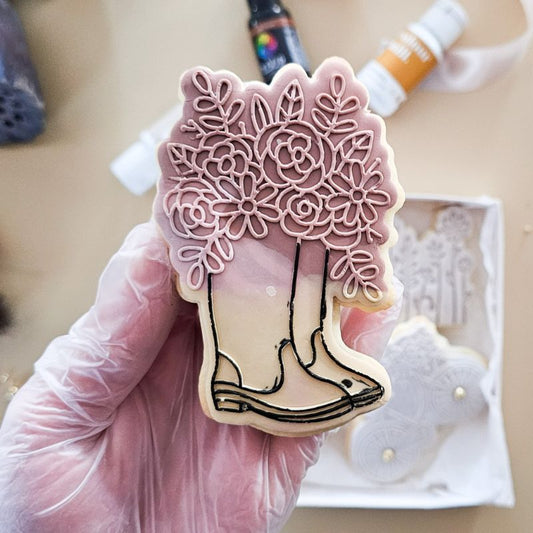 Wellie Boot with Flowers Floral Cookie Cutter and Embosser