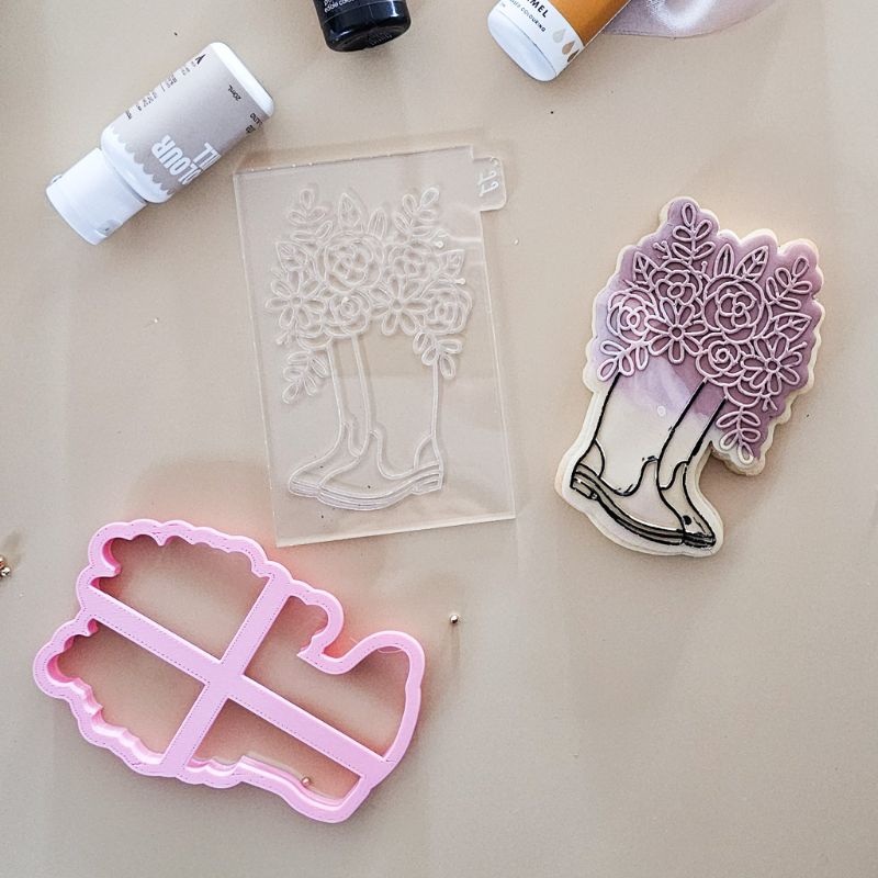 Wellie Boot with Flowers Floral Cookie Cutter and Embosser