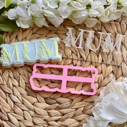 Mum in Floral Font Mother's Day Cookie Cutter and Embosser