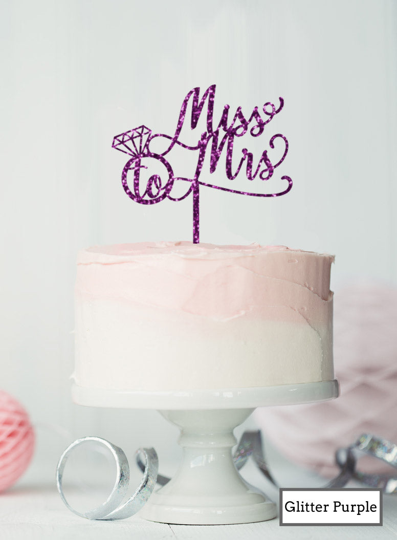 Miss to Mrs with Ring Hen Party Acrylic Shopify - Glitter Purple