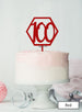 Hexagon 100th Birthday Cake Topper Premium 3mm Acrylic Red