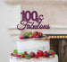 100 & Fabulous Cake Topper 100th Birthday Glitter Card Dark Purple