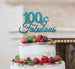 100 & Fabulous Cake Topper 100th Birthday Glitter Card Light Blue