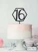 Hexagon 16th Birthday Cake Topper Premium 3mm Acrylic Glitter Black