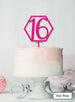 Hexagon 16th Birthday Cake Topper Premium 3mm Acrylic Hot Pink