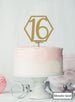 Hexagon 16th Birthday Cake Topper Premium 3mm Acrylic Metallic Gold