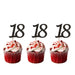 18th glitter cupcake toppers black