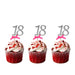 18th glitter cupcake toppers silver and hot pink