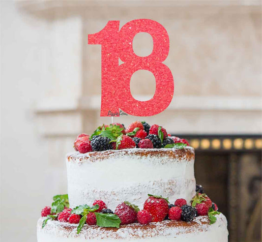 18th Birthday Cake Topper Glitter Card Light Pink