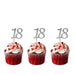 18th glitter cupcake toppers silver