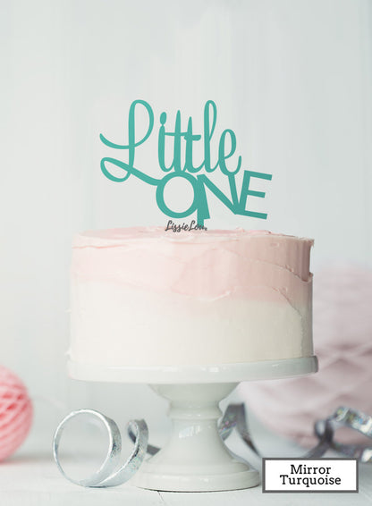 Little One Baby Shower Cake Topper Premium 3mm Acrylic Mirror Turquoise