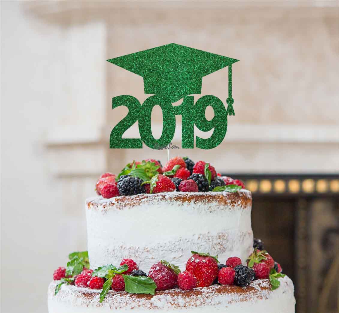 Graduation Hat 2019 Cake Topper Cake Topper Glitter Card Green