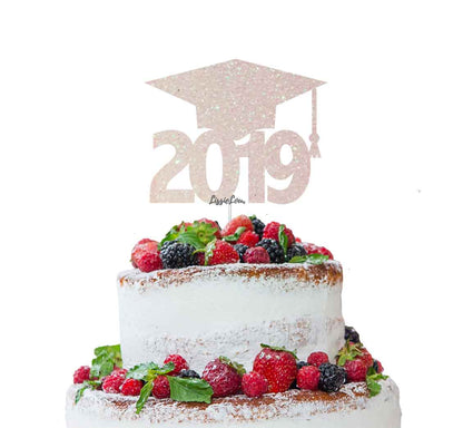 Graduation Hat 2019 Cake Topper Cake Topper Glitter Card White
