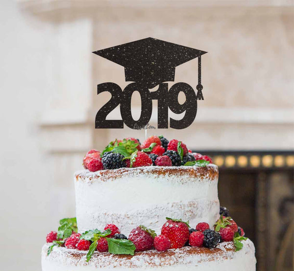 Graduation Hat 2019 Cake Topper Cake Topper Glitter Card Black