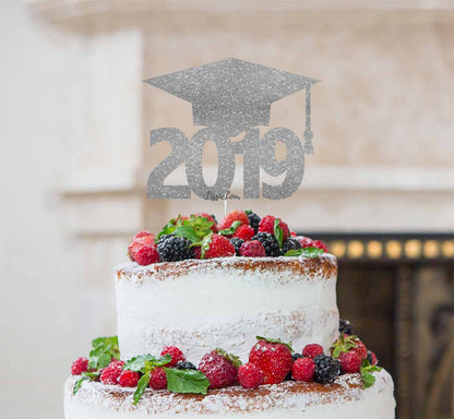 Graduation Hat 2019 Cake Topper Cake Topper Glitter Card Silver