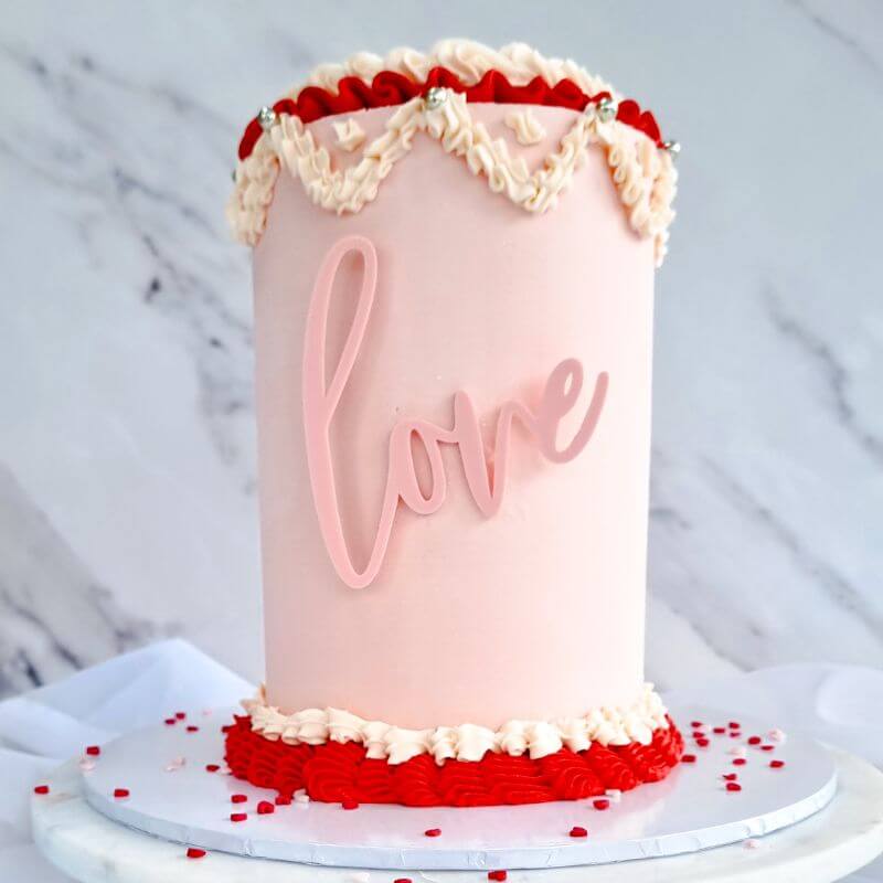 Love Valentine's Cake Motif Premium 3mm Acrylic