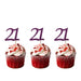 21st Birthday Glitter Cupcake Toppers Dark Purple