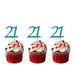 21st Birthday Glitter Cupcake Toppers Light Blue