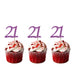 21st Birthday Glitter Cupcake Toppers Light Purple