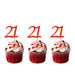 21st Birthday Glitter Cupcake Toppers Red
