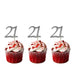 21st Birthday Glitter Cupcake Toppers Silver