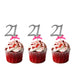 21st Glitter Cupcake Toppers Silver and Hot Pink
